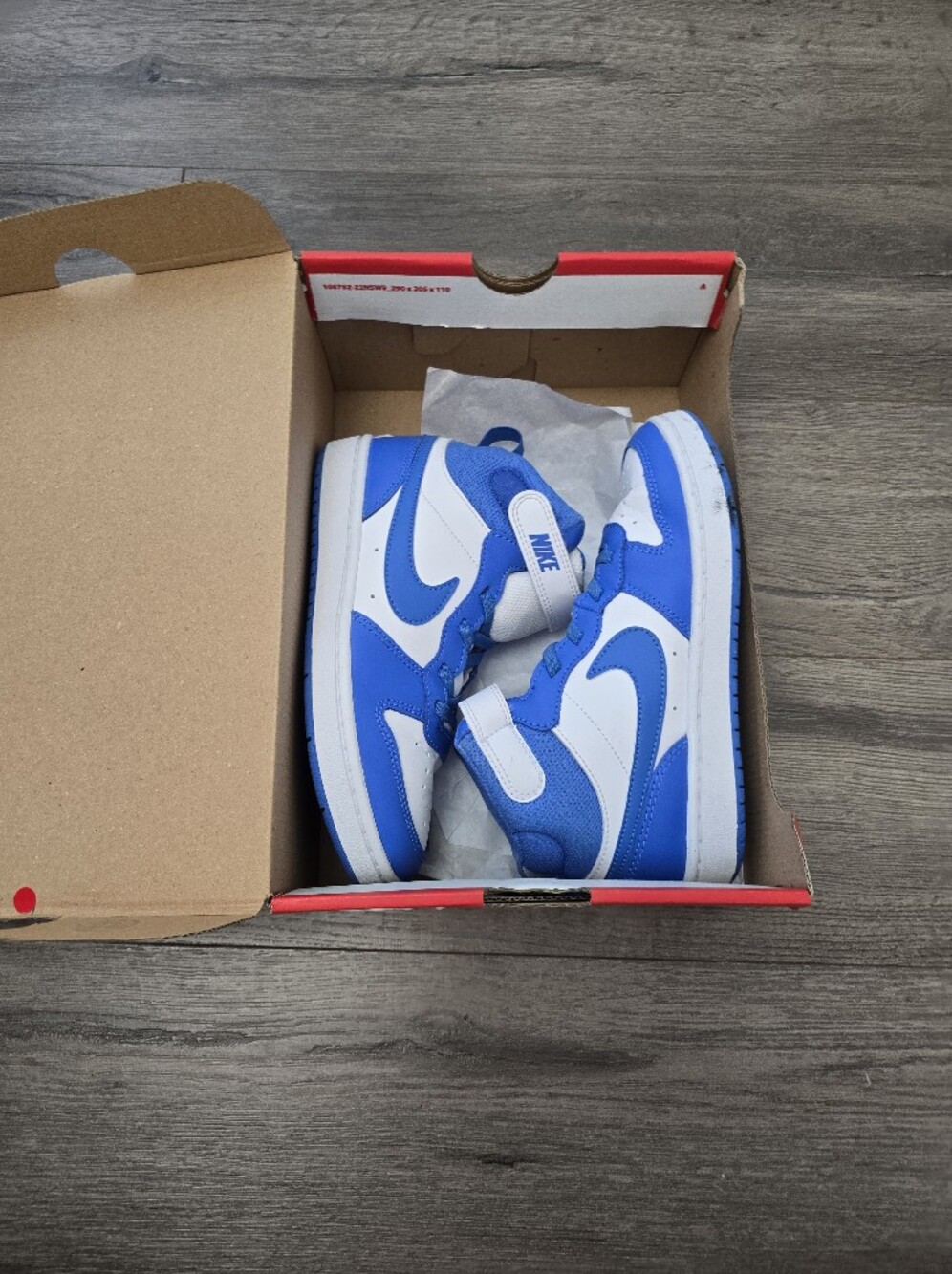 Nike Court Borough Mid 2 Blue White Kids Size 2 School Athletic Basketball